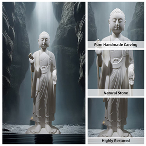 Sculpture de <span class=keywords><strong>Bouddha</strong></span> debout en marbre blanc, faite à la main et personnalisée, avec processus de sculpture de surface simple et réduite en hauteur, pour <span class=keywords><strong>club</strong></span> haut de gamme - Product Image 5
