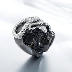 Anillo de Calavera de Acero Inoxidable 'Here I Go Again', Anillos de Serpiente, Nuevo Diseño 2026, Esqueleto Negro Fundido, Colores Personalizados Aceptados, Sin Piedra - Product Image 2