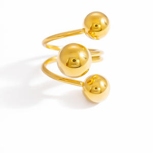 European Style Titanium Steel <b>Ring</b> Ball Shape U Shaped Geometric Open <b>Ring</b> Unisex Jewelry Gift - Product Image 5