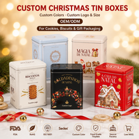 Boîte en métal rectangulaire de Noël pour biscuits et gâteaux, coffret cadeau avec motifs Père Noël et Casse-Noisette, logo personnalisé OEM ODM