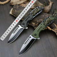Couteau de poche avec manche en paracorde, couteau pliant multifonctionnel pour la survie et le camping