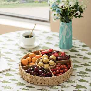 Handmade Water Hyacinth Woven Storage Basket Portable Round Tray Natural Decorative Organizer for Kitchen Living Room - Product Image 3