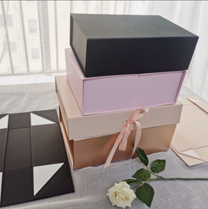 magnetic gift white paper foldable box closure cardboard boxes wholesale packaging with lid ribbon