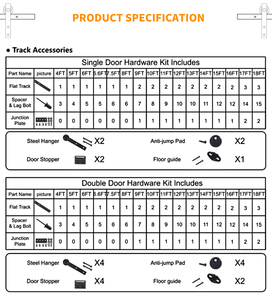 Kit per Porta Scorrevole in Stile Fienile da 5,5 Piedi con Rulli Scorrevoli in Materiale di Qualità, Disponibile - Product Image 4