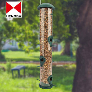 Кормушка для птиц, подвесная классическая трубка для семян с 6 отверстиями, жесткий пластик со стальной вешалкой, устойчивая к атмосферным воздействиям и воздействию воды - Product Image 2