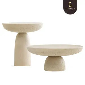 Elefante现代艺术无烟煤蜡成品水泥桌装饰侧面圆形混凝土茶几