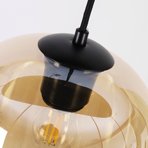 Chine Fabricant Moderne Lustre En Verre Pendentif Restaurant Grand Lustre Verre Ambre E27 Plafond Pendentif Éclairages - Product Image 5