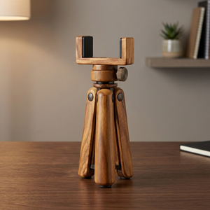 Support de trépied vidéo de bureau rectangulaire en bois d'acacia, style moderne du milieu du siècle, vente en gros |   Appareil photo artisanal, écologique et durable - Product Image 2