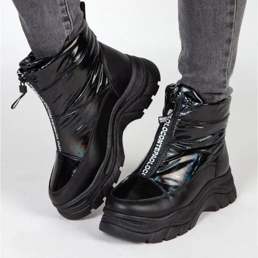 Zapatos-bottes chaudes pour femmes, chaussures de neige à semelle épaisse, sandales à talons, boots d'hiver