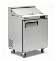 Réfrigérateur de préparation de sandwichs professionnel en acier inoxydable 304, sans givre, avec bar à salades, une porte, refroidissement par ventilateur, refroidisseur d'air, plan de travail numérique