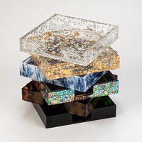 Nouveau produit de luxe : Plateau de rangement en acrylique à motif dégradé, plateau alimentaire classique haut de gamme, organisateur de parfums personnalisable