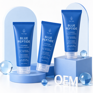 Mousse nettoyante visage au peptide bleu, nettoyant doux et délicat pour tous types de peaux, personnalisation OEM disponible - Product Image 1