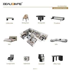 Estructura de cama tamaño King de lujo de alta calidad con tapicería suave de tela diseño moderno MDF madera silenciosa para villas y muebles para el hogar - Product Image 6