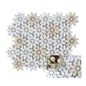 Flor de mosaico blanco Waterjet patrón Floral mármol mosaico para Backsplash cocina azulejos - Product Image 4