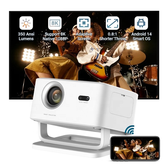 Hotack Newest X4AR Full HD 1080p Home Theatre 8K Built-in WiFi Smart Portable Android 14 Game Projector