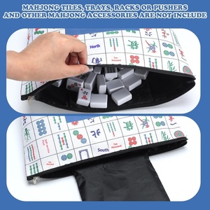 Sac en polyester portable grande capacité à motif de tuiles de mahjong, idéal pour le rangement de cosmétiques et de tuiles de jeu de casino – Nouveauté très prisée - Product Image 2