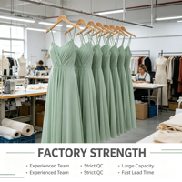 Robe longue trapèze en mousseline tissée vert sauge pour femme avec bretelles spaghetti, col en V et plis – Robe de soirée formelle d'été ODM