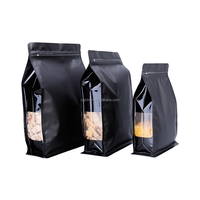 250g 500g 1kg vente en gros mat imprimé fermeture à glissière feuille d'aluminium pochette à fond plat sac d'emballage alimentaire avec fenêtre latérale