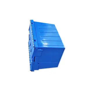 맞춤형 도매 플라스틱 대형 모바일 박스 힌지 보관 용기 중첩 스택 저장 상자