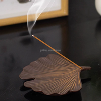 Porte-encens en feuille de ginkgo haut de gamme résistant à la poussière et brûleur d'encens d'intérieur & décoration de table à thé