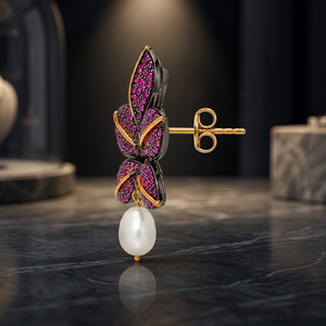 High Quality Mayrabygungun Pink Onyx AD <b>Pearl</b> MOP Stud <b>Earrings</b> 925 Sterling <b>Silver</b> 18K Gold Plated Wedding Floral <b>Earrings</b> - Product Image 6
