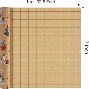 Rollo de papel de regalo navideño Kraft de 17 pulgadas x 32,8 pies con diseño de perro dámileno, papel marrón para envolver regalos navideños - Product Image 3