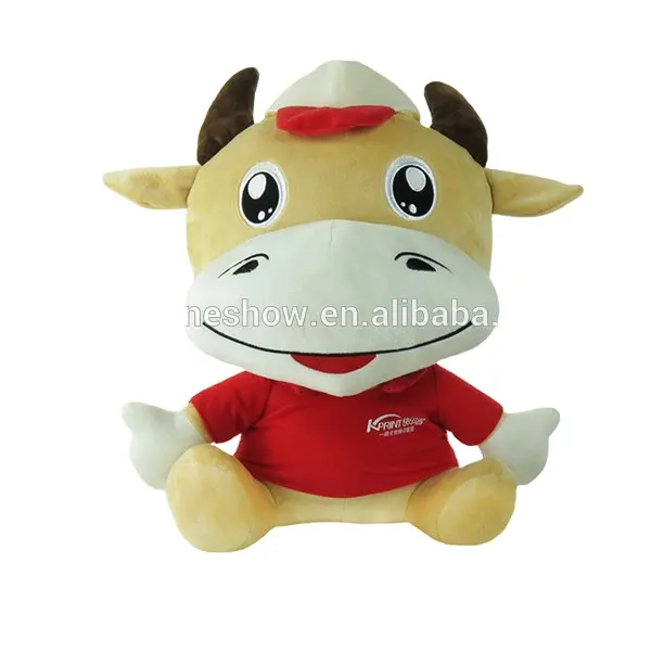 จีนผลิตที่กำหนดเองตุ๊กตาวัวน่ารักน่ารักต่ำ MOQ สัตว์ของเล่น plush cow