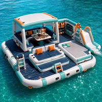 Île flottante gonflable commerciale de grande taille avec toboggan, auvent, canapé et table pour parcs aquatiques et complexes hôteliers – Commandes en gros