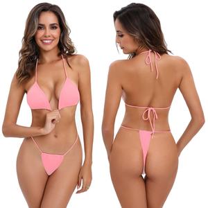 Conjunto de Bikini de Tanga de 2 Piezas para Mujer al por Mayor Personalizable, de Secado Rápido, Spandex/Poliéster, Sujetador Push-Up Estilo Tanga con Lazos, Marca Privada - Product Image 5