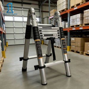 Scala Telescopica Pieghevole in Alluminio Moderna con 5 Gradini <span class=keywords><strong>e</strong></span> Capacità di Carico di 150kg per Uso in Appartamento, Design Minimalista - Product Image 6