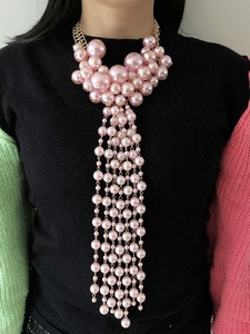 <span class=keywords><strong>Collana</strong></span> di nappe multistrato con perla in metallo imitazione di perle d'oro e tinta unita combinata gioiello di perla artificiale - Product Image 6