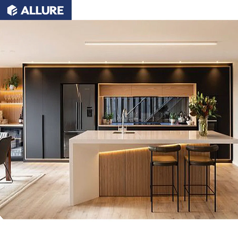 Allure tam Set mutfak mobilyası akıllı Modern tarzı özelleştirmek kabine Pvc mutfak dolabı daire için