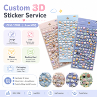 Autocollants 3D personnalisés en relief, mignons, kawaii, en plastique, animés, pour carnets, agendas, albums, emballages cadeaux, vente en gros