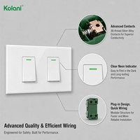 Interrupteur modulaire 2 gangs de taille 120, montage encastré, 16A 250V, blanc brillant, panneau PC ignifuge, DIY, durable, pour la maison