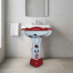 Vente en gros : Grand lavabo rectangulaire moderne en céramique avec piédestal complet, ensemble de lavabo de salle de bain émaillé - Product Image 1