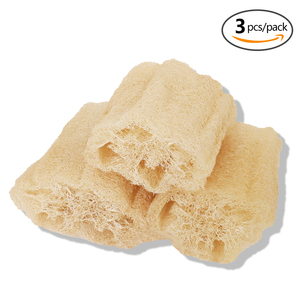 Lot de 3 éponges loofah naturelles bio, écologiques, pour la douche, exfoliantes, pour adultes, nettoyage en profondeur du corps et soin de la peau en spa ou bain - Product Image 1