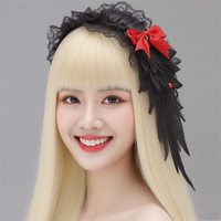L0011 Bandeau d'ange sombre à ailes, accessoire capillaire style Harajuku, coiffe gothique punk lolita audacieuse