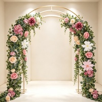 Guirlande de fleurs artificielles en soie, pivoines, roses, feuilles d'eucalyptus, pour décoration murale et d'arche de mariage, vente en gros