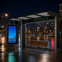 Abri de bus solaire intelligent avec affichage LED double face, résistant aux intempéries, en aluminium, personnalisable OEM pour arrêt de transport et campus