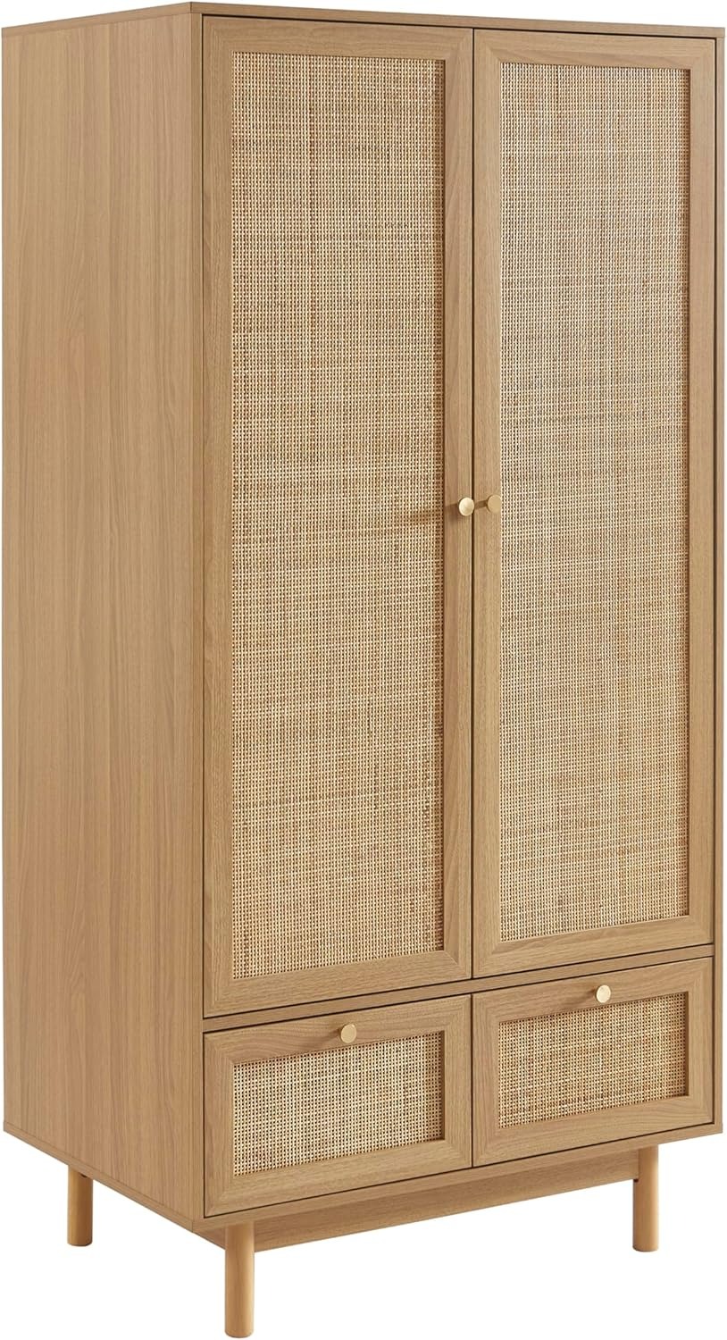 wardrobe doors rattan timber