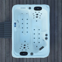 VIRPOL Bain à remous extérieur moderne en acrylique pour 2 personnes, contrôle Balboa, 41 jets, lumières LED, 2 filtres, couverture pour balcon, appartement, hôtel