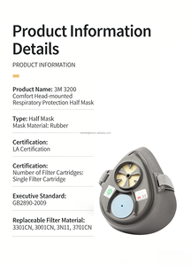 Respirateur <span class=keywords><strong>demi</strong></span>-<span class=keywords><strong>masque</strong></span> réutilisable <span class=keywords><strong>3M</strong></span> 3200 en TPE pour la protection contre les particules avec système de filtre remplaçable - Product Image 5