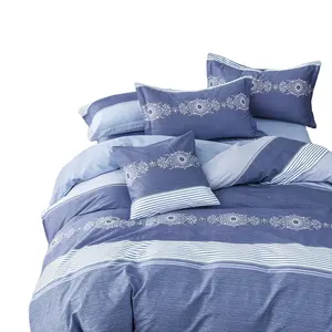 Set Tempat Tidur, Selimut Katun Ukuran King Royal Biru Gaya Eropa, Tempat Tidur