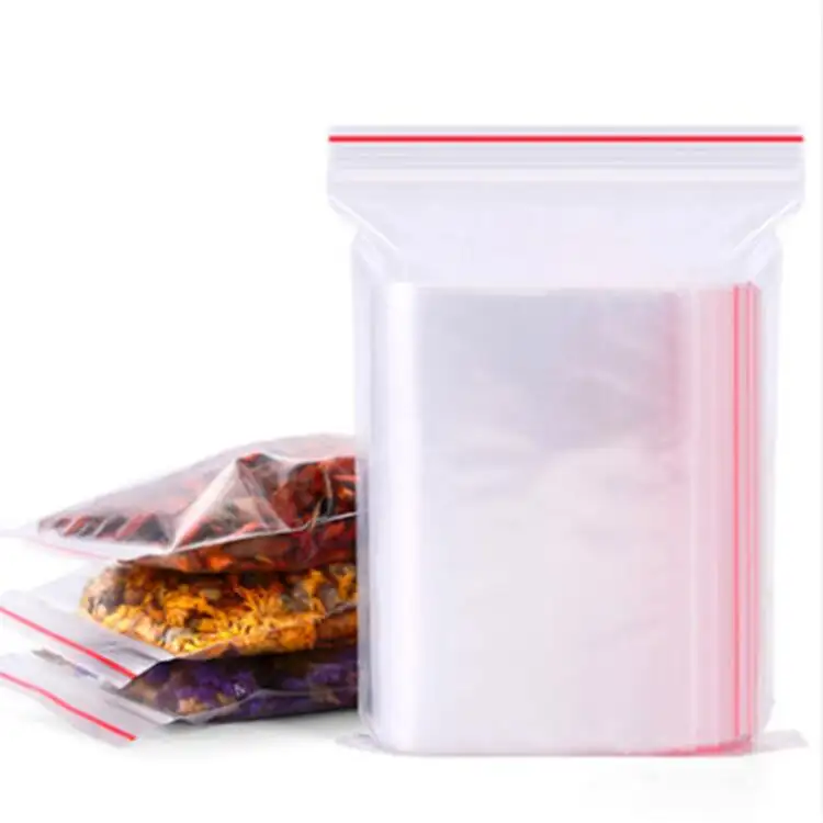 Bolsa de plástico hermética impermeable para envasado de alimentos, bolsas de polietileno de PE resellables, bolsitas transparentes con cremallera resellable