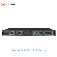 Amplificateur de puissance numérique professionnel en métal de classe D 2 canaux 1U 2*450W pour PA1400
