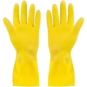 unlined housework cleaning hand protection premium reusable waterproof dishwashing yellow latex household rubber gloves