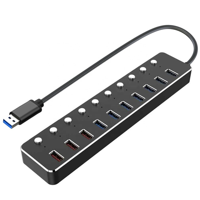 Aluminium High Speed 5Gbps USB Hub 30 Splitter 7 Port 10 Port Usb 3.0 Hub Charger Usb c Hub Dock Station for Laptop