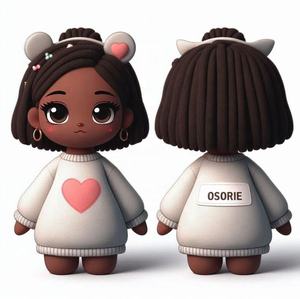 맞춤형 흑인 소녀 인형 봉제 완구 아프리카 소녀 봉제 아기 인형 플러시 디자인 OEM ODM - Product Image 4