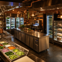 Fournisseur d'équipements de cuisine pour la restauration CE ETL, réfrigérateur commercial, table de travail avec vitrine, station de préparation de pizzas, congélateur à salade rapide
