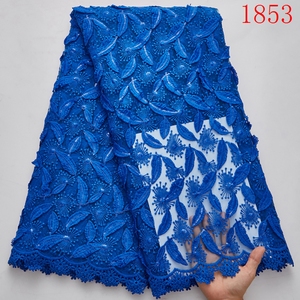 Tela de encaje <span class=keywords><strong>blanco</strong></span> de lujo africana con lentejuelas, seda de leche, encaje francés, apliques, encaje de malla bordado para novia, para coser, 1853 - Product Image 4